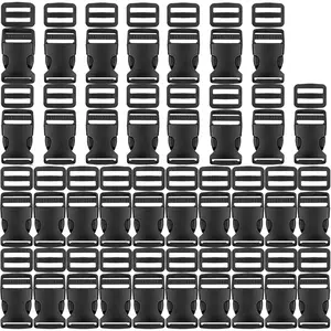 1 Inch Buckles, 35 Side Release Plastic Buckles and Tri-Glide Slides Parachute Black Buckles for Backpack Luggage Strap Pet
