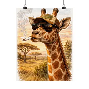 Funny Smoking Giraffe Poster