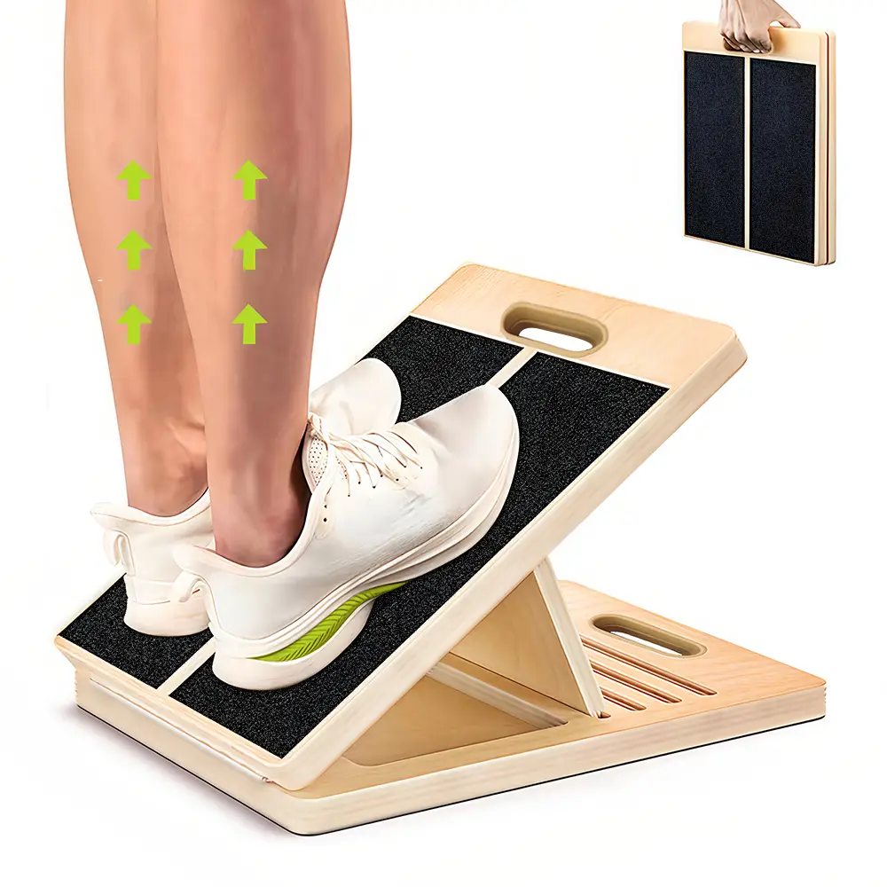 Adjustable Slant Board for Stretching & Physical Therapy – Durable wooden calf stretcher with an included exercise guide. Supports up to 300 lbs—perfe