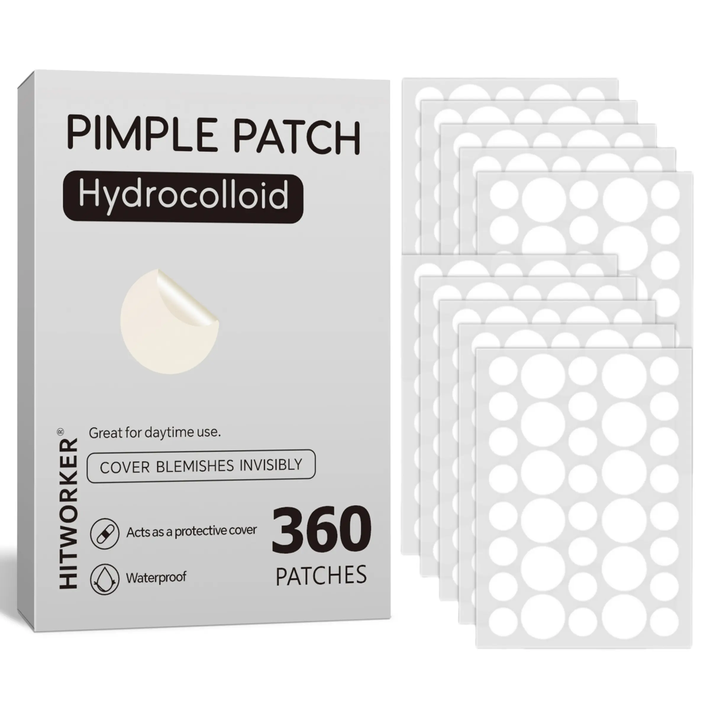 360 Pcs Hydrocolloid Blemish Patches, Hypoallergenic Pimple Stickers for Fast Gentle Skincare, Blemish Relief Care, Skin Care Products, Acne Spot Patches, Acne Spot Treatment, Acne Stickers, Holiday Gift
