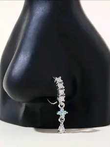 Silver Color Long Tassel Nose Ring for Women, Stylish Sexy Design for Daily Wear, Copper and Stainless Steel Fashion Accessory Gift