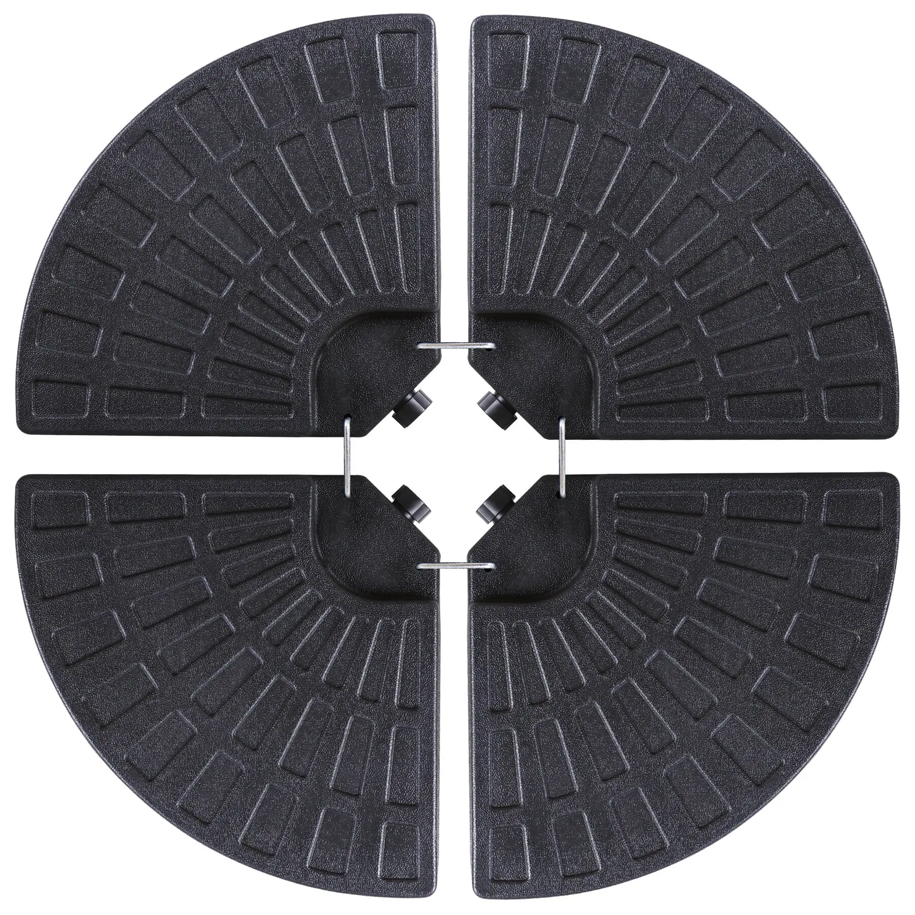 Segawe Round Heavy-Duty HDPE 4-Piece Offset Patio Umbrella Base - Black Offset Stand with Easy-Fill Spouts for Water or Sand, Carry Handles, Durable Design for Weight & Stability