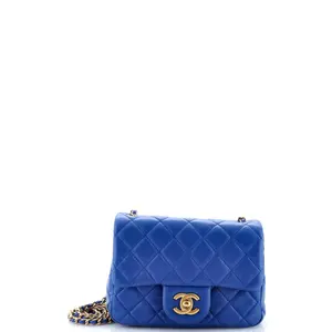 Pre-owned CHANEL Leather Shoulder Bags Pearl Crush Square Flap Bag Quilted Lambskin Mini
