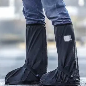 Outdoor Cycling Waterproof Shoe Covers, Durable PVC Material, High-Cut Design with Safety Buckle, Anti-Slip & Wear-Resistant, All Seasons Use