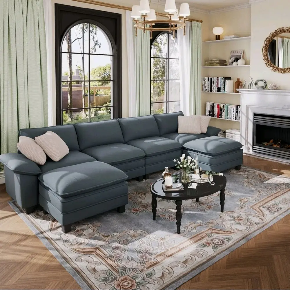 Sectional Sofa Set Fabric with Reversible Chaise L-Shaped Couch Modern