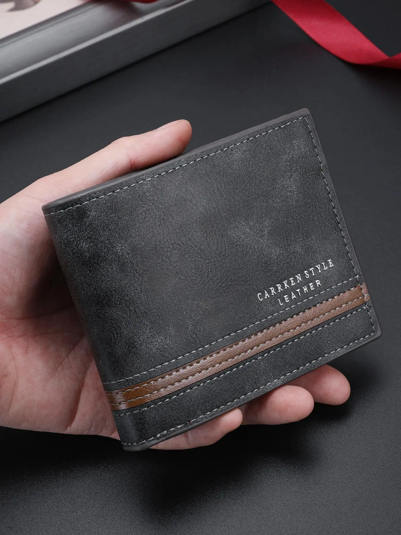 Father's Day Gifts, Men's Vintage Style Letter Design Short Wallet, Casual Multi Card Slot Card Holder, Multi-functional Wallet for Men