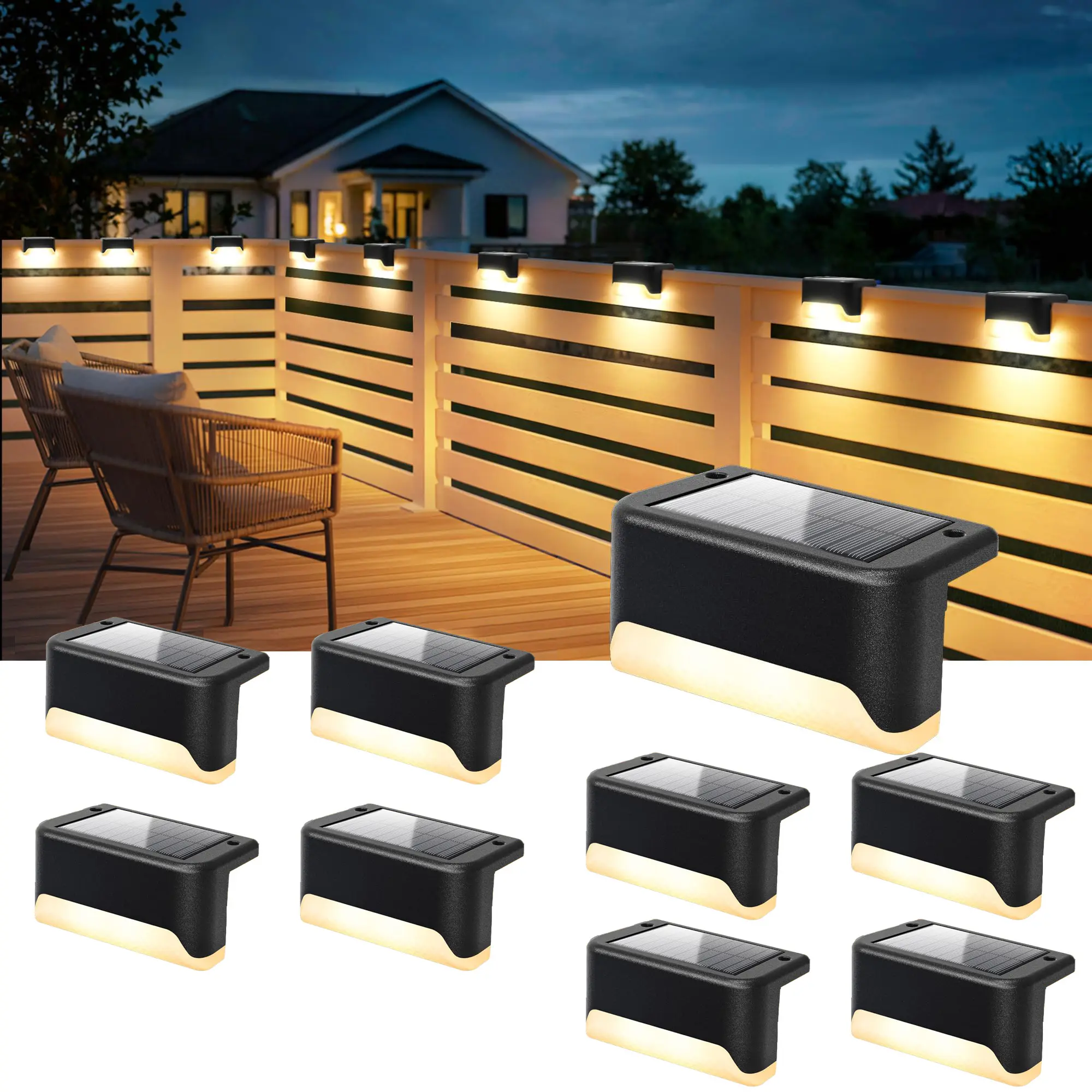 8/16 Pack Solar Deck Lights - Solar Pool Lights Waterproof LED Outdoor Decoration Solar Step Lights for Outdoor Stairs, Fence, Patio, Yard - Garden Accessories