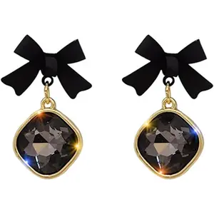 Bow Earrings for Women Black Bow Earrings Pearl Bow Earrings Rhinestone Bow Earrings Stud Earrings for Women Dainty Small Bow Earrings Hypoallergenic Black Earrings Trendy Bow Jewelry for Women