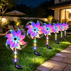 2/4-Pack Solar Rainbow Windmill Lights, Colorful LED Windmill Garden Stake Lights, 8 Lighting Modes, IPX4 Waterproof, Ideal for Outdoor Solar Garden Decor on Lawns, Pathways, Patios, and Flower Beds