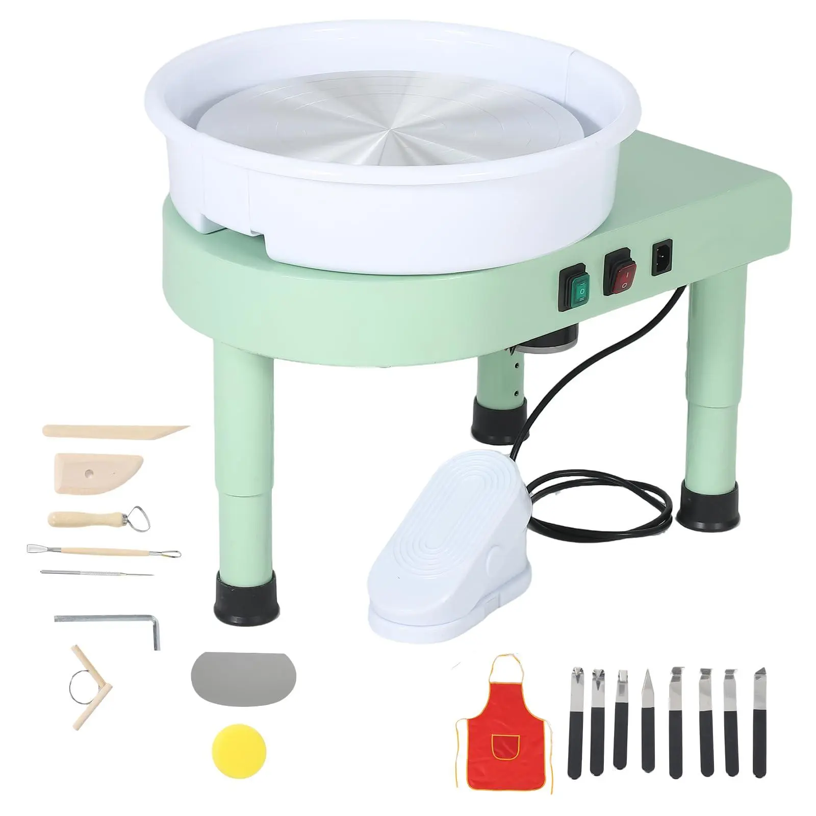 GAOMON 14in/45cm Pottery Wheel for Adults Beginners, 450W Professional Clay Pottery Machine, 0-6in Adjustable Lift Table, Foot Pedal, Detachable Basin, Complete DIY Ceramic Pottery Kit for Home Art Making