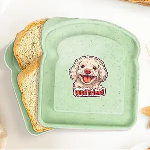 Cute Dog Pattern Toast Shaped Lunch Box, 1 Count Portable Bento Box with Lid, Large Capacity Bread Sandwich Container for Outdoor Picnic Camping