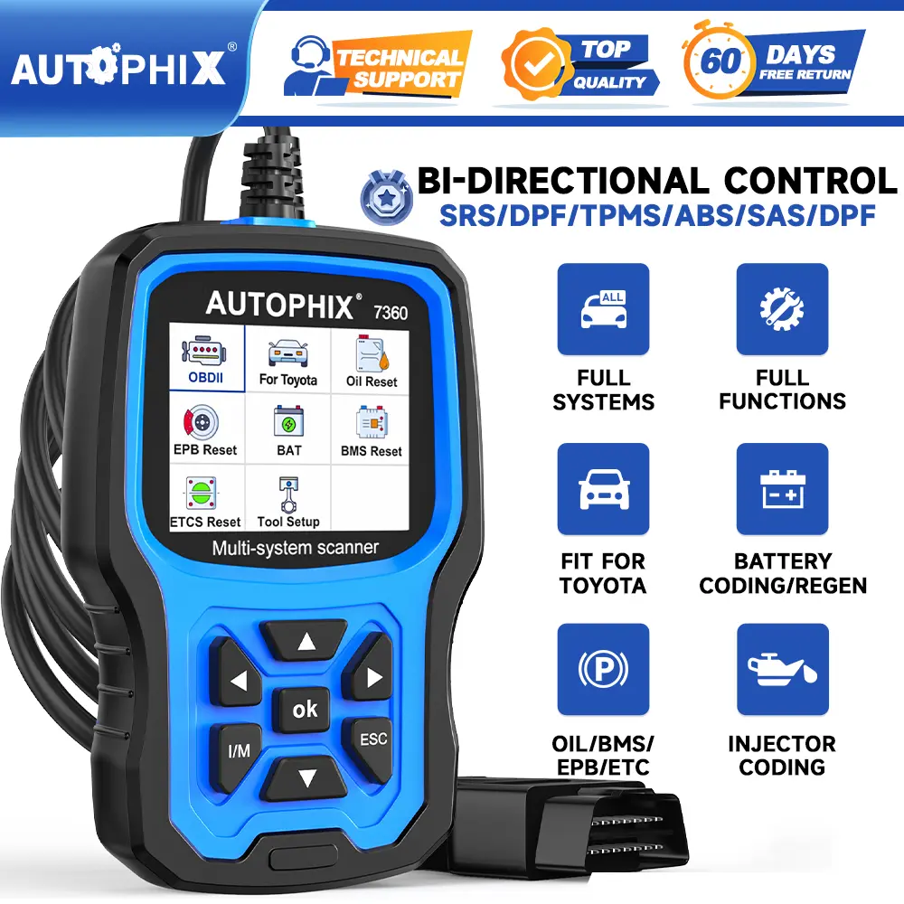 Autophix 7360 OBD2 Car Diagnostic Scanner - Toyota Automotive Diagnostic Scanner, Full System Code Reader with Special Functions, Easy-to-Operate Design, 5.27x5x20 in Dimensions