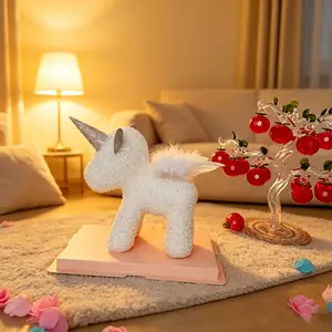 Dreamy Resin Rhinestone Unicorn Figurine, Perfect Gift for Girls, Elegant Design with Feathers, Ideal for Valentine's Day & Birthdays