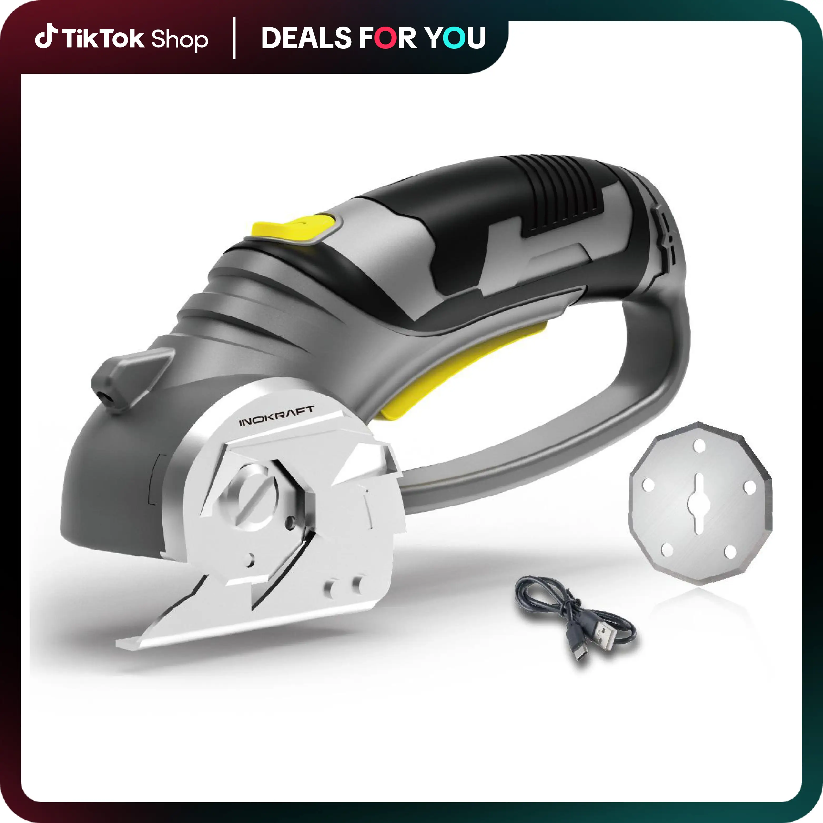 InoKraft 4V Cordless Rechargeable Electric Scissors, Box Cutter, Fabric Scissor, Rotary Cutter for Cardboard Carpet Leather Plastic