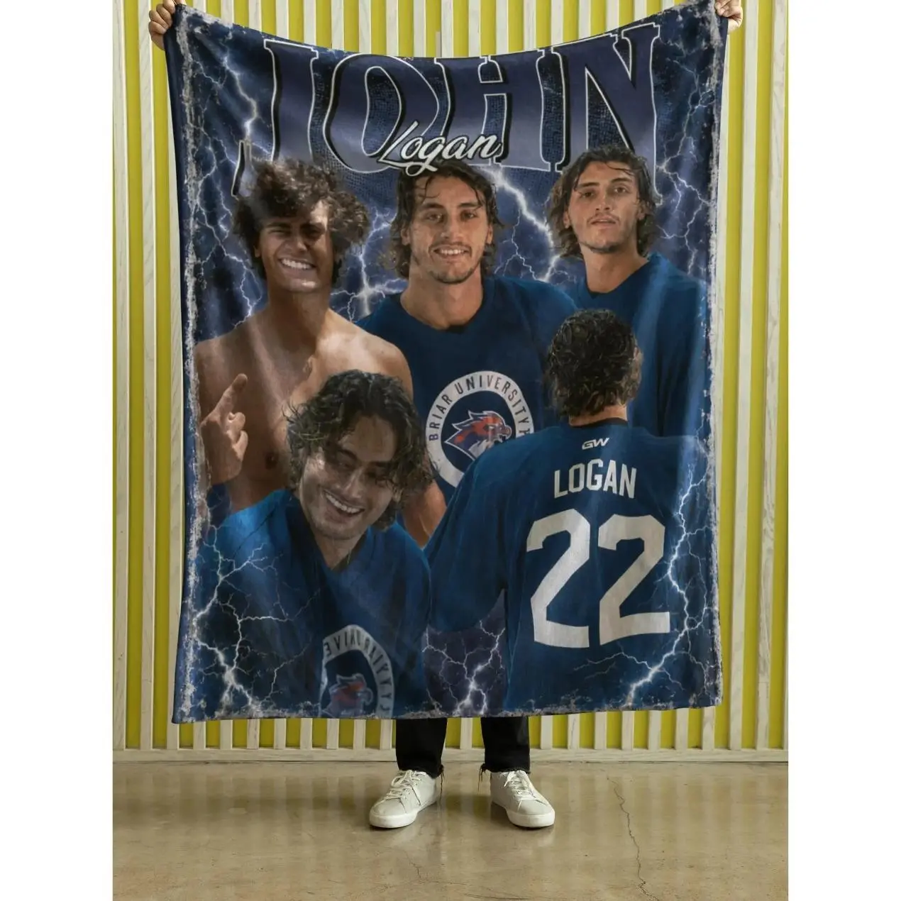 Elle Kennedy Off-Campus Series Fictional Hockey Boyfriend Vintage Bootleg Style Fleece Blanket Choose Garrett Graham John Logan Dean Di Laurentis or Tucker Cozy Briar U Reading Throw Bookish Romance Merchandise Bedding Lounge Throw
