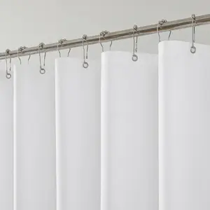 1 Pack Water-Repellent Fabric Shower Curtain Liner - Hotel Quality Machine Washable, 3 Heavy-Duty Magnets with Rustproof Grommets & Weighted Hem, Standard Size 72x72in White