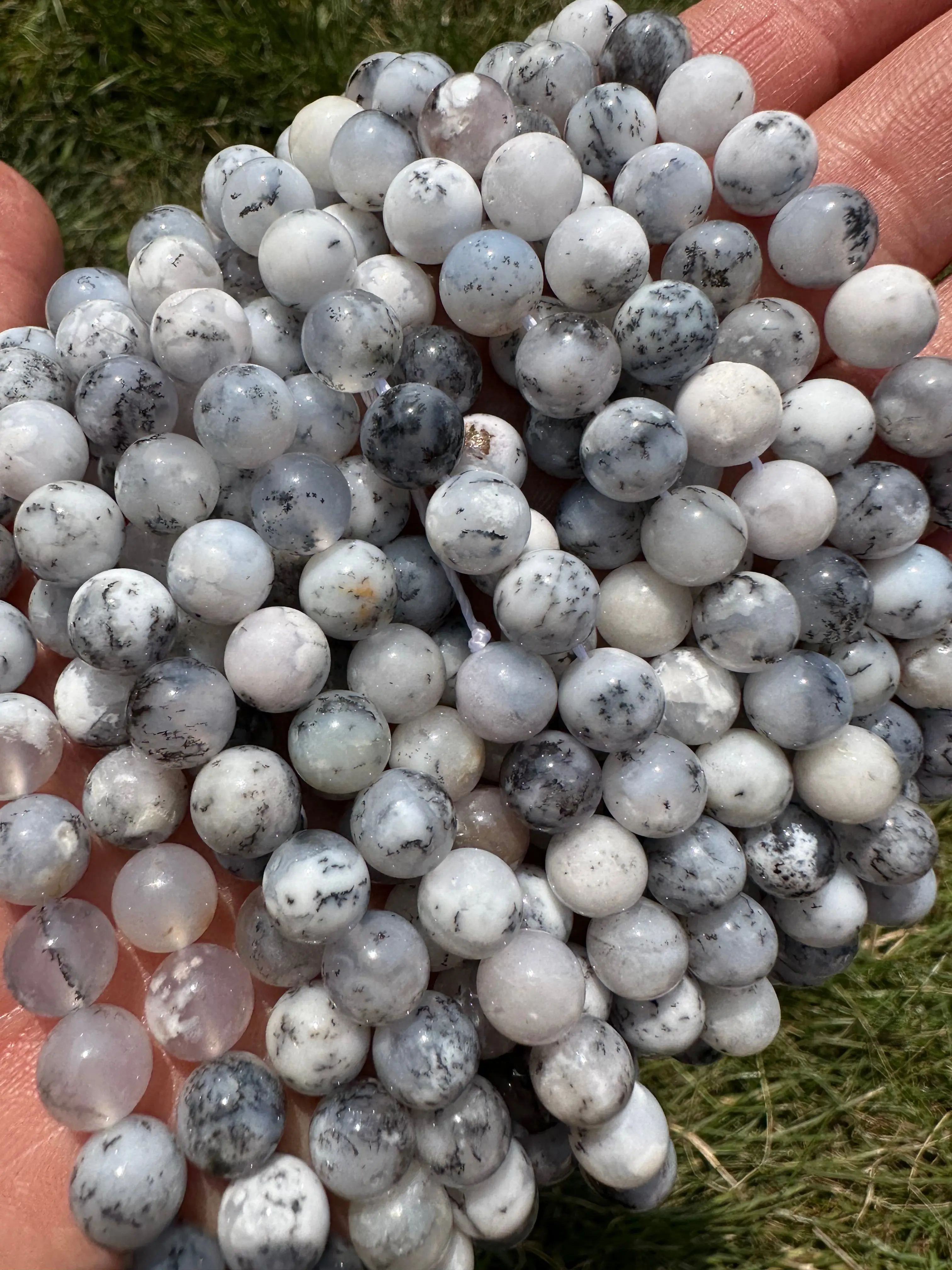 New Moon Beginnings Dendritic Opal Bead Strand - Natural Bead with Variety of Colors and Unique Dendritic Structure