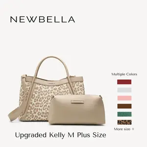 NEWBELLA Women's Kelly M Plus 2PCS Structured PU Leather Top Handle Bag Set - PU Leather Handbag, Casual Commuting Handbag, Work Bags for Women, Large Laptop Carryall with Strap, Stylish Versatile Purse
