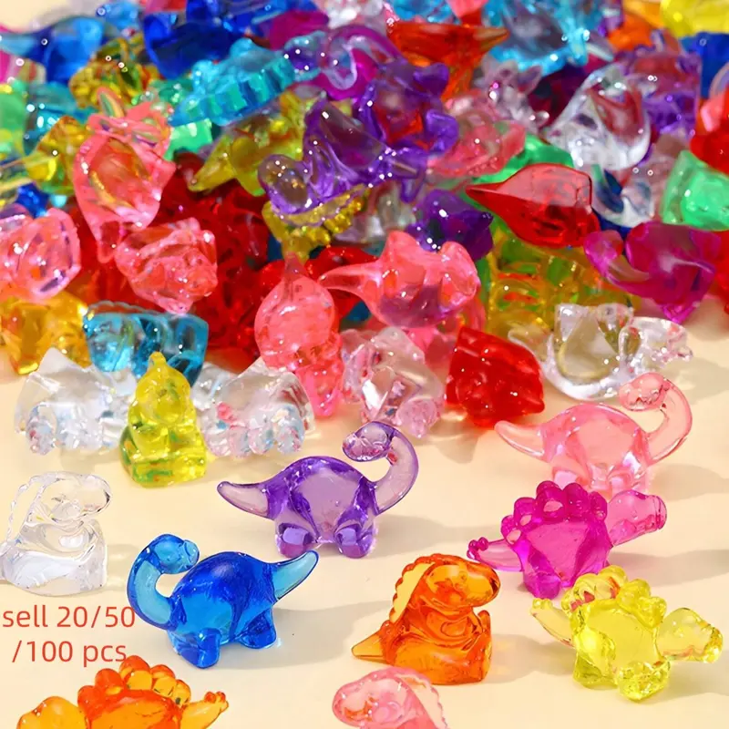 20/50/100 pcs Mini Dinosaur Models, Miniature Models, Colored Acrylic Resin Dinosaur Figurines for Birthday Party Favors, Vase Fillers, Desk Decor, Aquarium Decorations and Creative Home Decor
