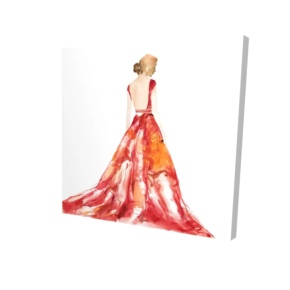 Begin Home Decor 2080-2424-FA32 24 x 24 in. Red Prom Dress Canvas - Bedroom Wall Art Home Decor