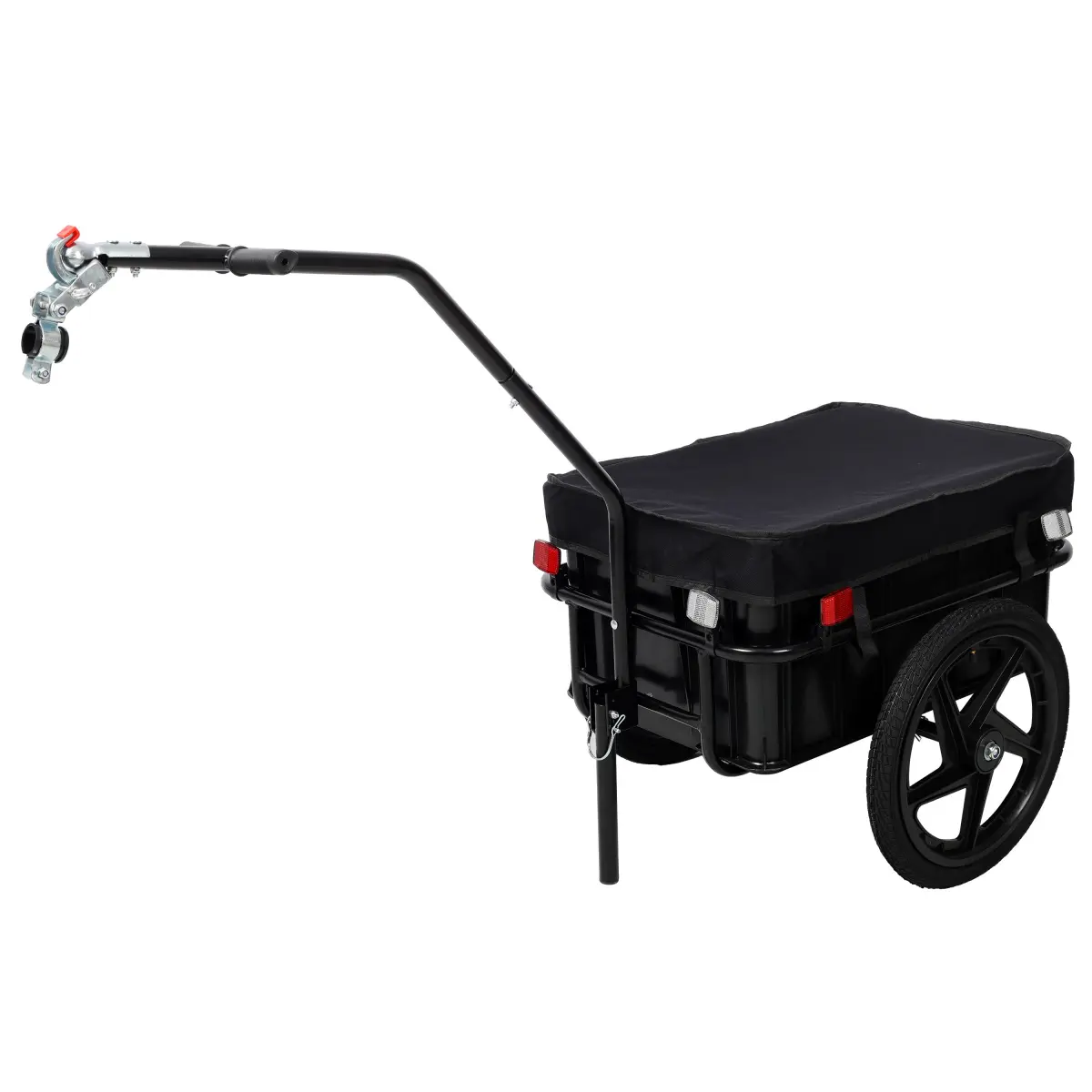 Black Metal Frame Bike Cargo Trailer (59.8x24.8x31.8 in) - Rust-Proof Powder Coated Rectangular Utility Bike Trolley, Outdoor Gadgets, Gadgets for Outdoor with Support Bar, Removable Storage Box, 600D PVC Waterproof Cover, Reflectors for Shopping, Camping