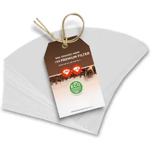 White Paper Cone Coffee Filters - Peroxide Whitened - Compatible with V60 and  No.2 Size Pour Over Drippers - (Pack of 100)