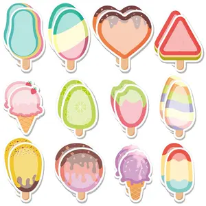 12Pcs macaron colored sticky notes, cute cartoon ice cream sticky notes, sticky student plan note stickers, message stickers, creative account stickers that can be torn N times