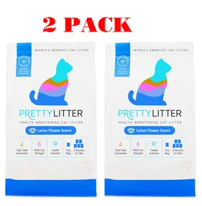 PrettyLitter Health Monitoring 8lb Cat Litter, Lotus Flower Scent Cat Litter, Pet Supplies, (2 pack)