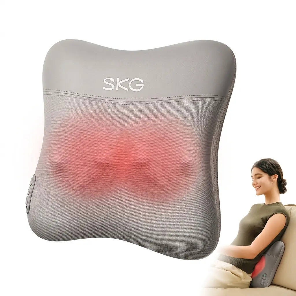 SKG Cordless Battery Operated Massage Device, 4D Deep Tissue Muscle Massager with Dual-Sided Heat for Shoulder Pain Relief & Low Back Pain Relief, Portable Gifts for Parents,back to school,back to school haul