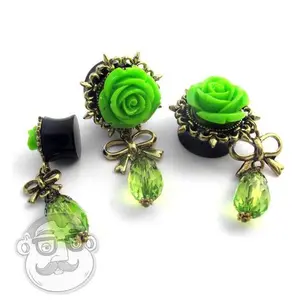 Green Rosebud Dangle Plugs
