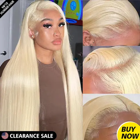 Women's 613 Silky Straight 13X4 HD Transparent Lace Front Wig Human Hair, Pre-Plucked with Baby Hair, 180% Density, Heat Resistant, Stretchable, Skin-Friendly 13X4 HD Lace Wig