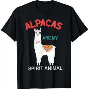 Alpacas Are My Spirit Animal - Funny Alpaca Casual Short Sleeve Cotton T-Shirt