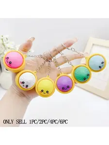Cute Expression Bun Keychain, Unique Keychain Design, fun cartoon design, colorful and lovely soft silicone stress-relief toy, playful food-shaped ornament, perfect for party decoration and gift-giving