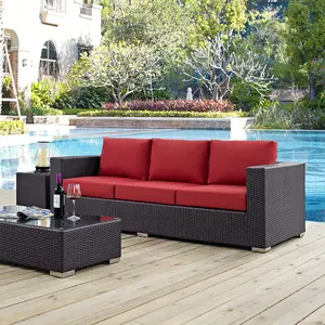 Modway Convene Outdoor Patio Sofa in Espresso Red