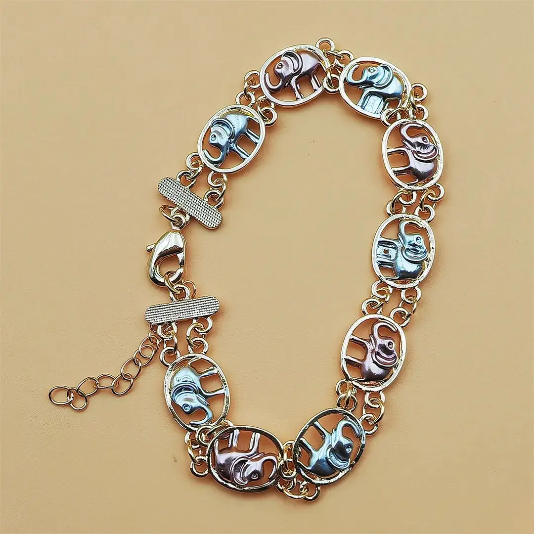 Unisex Bohemian Elephant Bracelet with Elephant Motif - Elegant Minimalist Light Luxury Jewelry, Breathable Ankle Support for Weddings, Daily Wear, Ideal Gift for Chinese New Year, Christmas