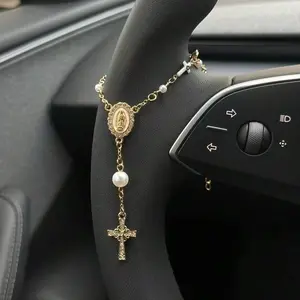 1 pc Virgin Mary car pendant - a prayer pendant used for rearview mirrors or steering wheels. Fashionable religious car ornament, car decorations and keychain accessories, perfect gifts of faith inspiration.