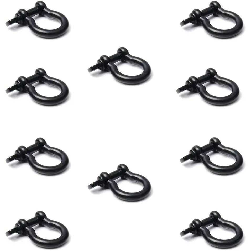 10-Pack Alloy Metal Paracord Bracelet Clips - 3/8"(10mm) Bolt-Design Bow-Shaped D Shackles with 1-Way Detachable Screw Pin, Easy to Use, for Camping, Outdoor Sports, Connecting Chains, Wire Ropes, Bracelets Jewelry