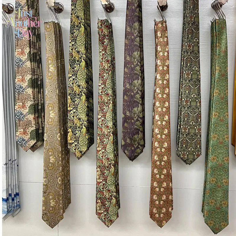 Vintage Printed Neckties, Original Creative Floral & Animal Pattern Ties for Men & Women, Hand-Tied Formal & Casual Green Neckwear