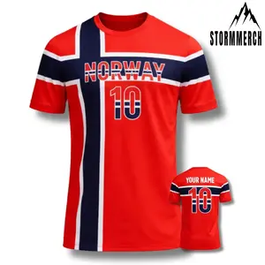 STORMMECH - Personalized Norway 2026 Soccer Jersey, Custom Name Number Football Jersey, V-Neck Norway Flag Game Day Shirt, Sun Graphic Fan Jersey, Great Gift for Players and Fans, Soccer Lover Outfit Idea