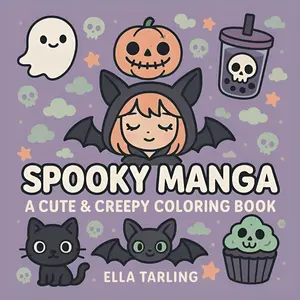 Spooky Manga – Bold & Easy Anime Coloring Book with Cozy Hygge Style: 40 Cute & Creepy Pages for Kids, Teens & Adults
