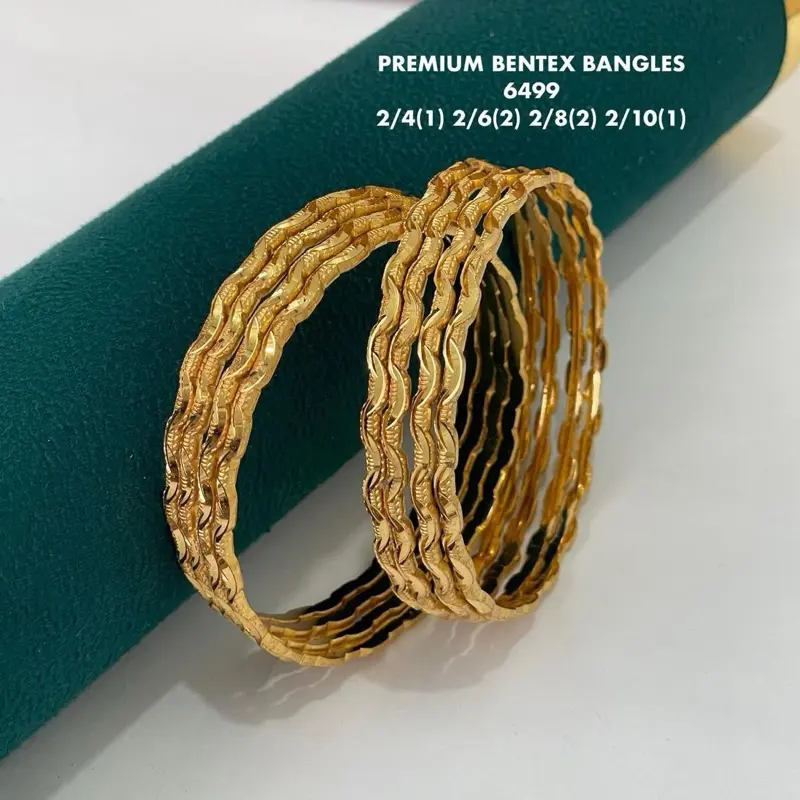 Premium Bentex Alloy Gold-plated Bangles size 2.6 Pack of 8 pieces for Daily Wear