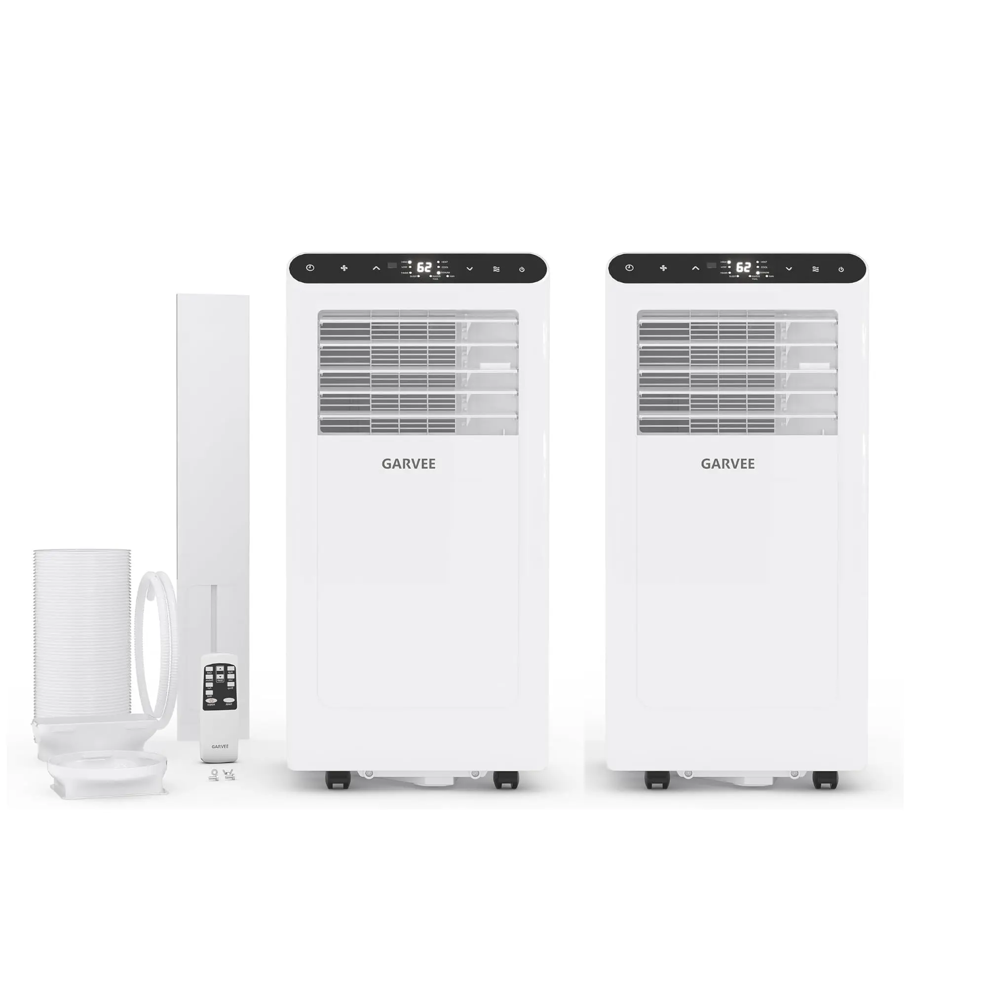 2 PCS 8000 BTU Portable Air Conditioner for Apartment, Home Office,Ktchen,Garages,Dorms,3-in-1 Cooling, Fan & Dehumidifier – 550 Sq.Ft Coverage, LCD Display, Remote, Washable Filter, Easy Mobility, Windowless Design, White – 2PCS