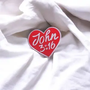 John 3:16 Heart-Shaped Funny Enamel Pin – Inspirational Christian Gift for Believers and Bible Lovers