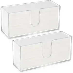 2Pcs Acrylic Paper Towel Dispenser, Paper Towel Holder Countertop Clear Multi Trifold Napkin Holder, Suitable for Z-fold, C-fold or MultiFold Paper Towels for Bathroom, Toilet, Kitchen