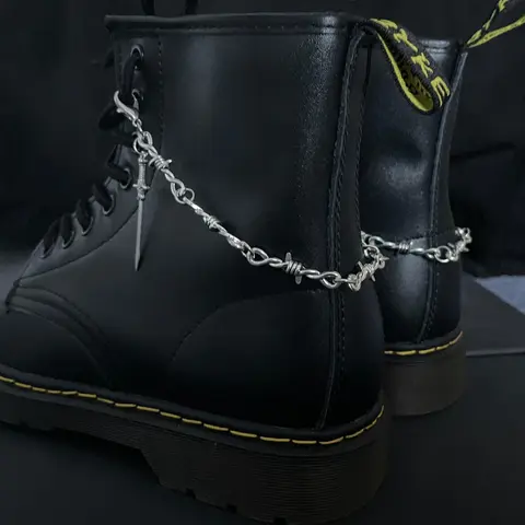 Punk Style Thorn Chain & Sword Design Shoe Charms, Shoe Chains, Punk Aesthetic Shoes Decorations, Shoe Decor Accessory to Elevate Footwear for Women & Men, DIY Shoes Accessories for Birthday Gift