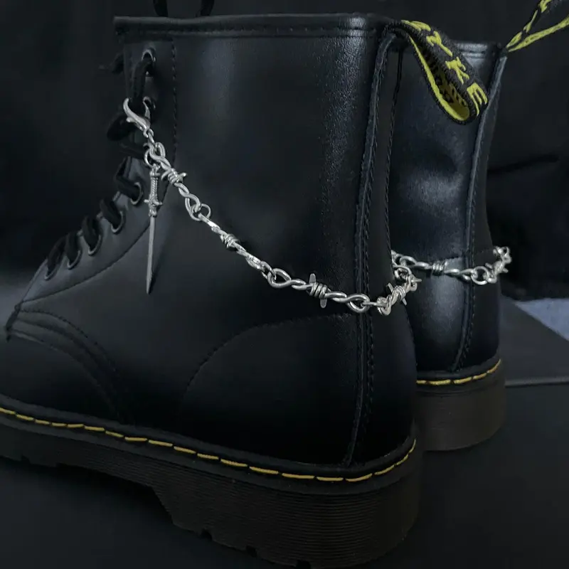 Punk Style Thorn Chain & Sword Design Shoe Charms, Shoe Chains, Punk Aesthetic Shoes Decorations, Shoe Decor Accessory to Elevate Footwear for Women & Men, DIY Shoes Accessories for Birthday Gift