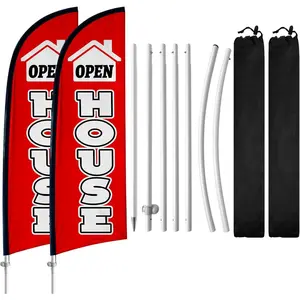 2 Pack Open House Flags, 8FT Open House Signs for  with Flagpole Kit, Ground Stake, Open House Banner for Open House Events, Advertising, Indicators, Outdoor Advertising