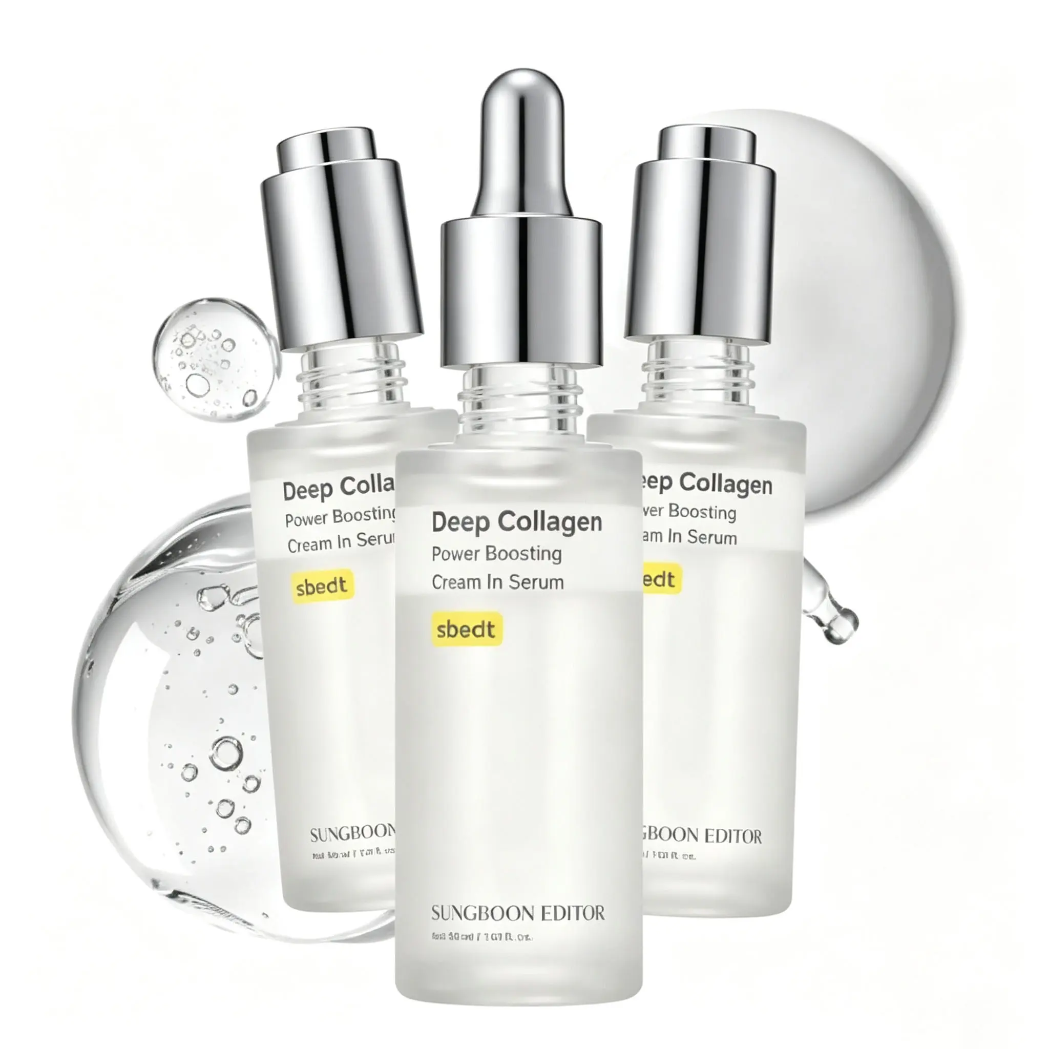 3PCS [Sungboon] Filler Serum | Deeply replenishes collagen, peptides, and hyaluronic acid to effectively combat wrinkles and fine lines | Firms, moisturizes, promotes collagen production, anti-aging, low-irritation, soothing and hydrating serum 30ml