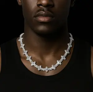 FRGD Infinity Four Leaf Clover Iced Out Chain Women's Men's Necklace Silver Pink Clovers Fashion Accessories