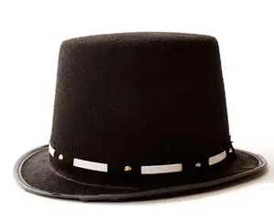 Tuxedo Top Hat with Silver Trim - Silver - Adult